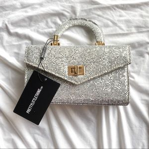 Prettylittlething brand new silver sparkle handbag